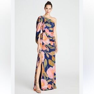 Theia Womens Tori Abby One-Shoulder Gown, Blue